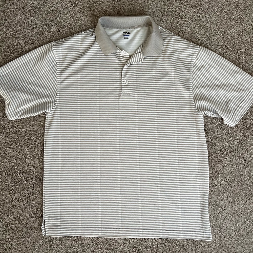 Ping Striped Polo Shirt - Beige and White